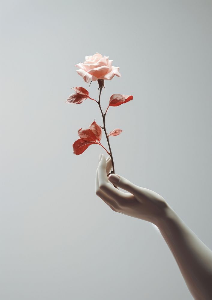  A statue holding a flower finger petal plant. AI generated Image by rawpixel.