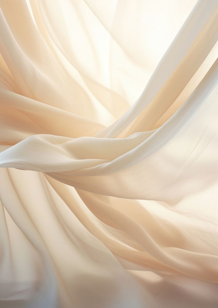  The wind blows the soft translucent curtain fabric folds in the window backgrounds silk simplicity. 