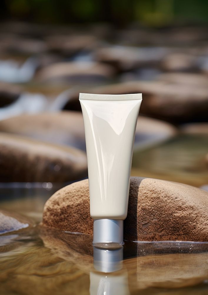 A tube of cream  aftershave cosmetics sunscreen.