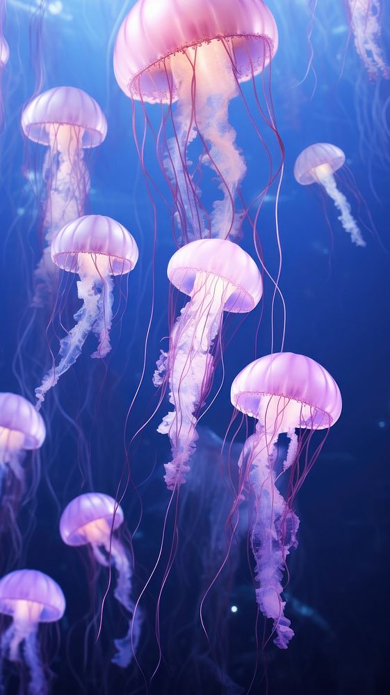  Pale purple glow jellyfish animal invertebrate transparent. AI generated Image by rawpixel.