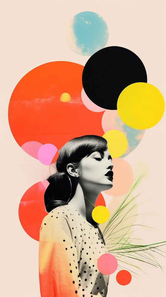 Minimal Collage Retro dreamy of adult painting portrait art. AI generated Image by rawpixel.
