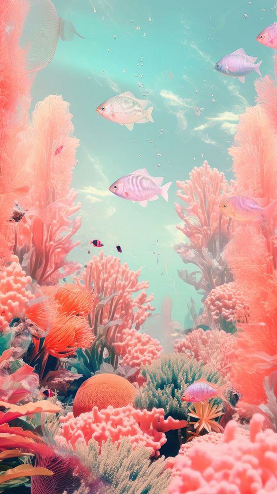 Under the sea and colorful coral underwater aquarium outdoors. AI generated Image by rawpixel.