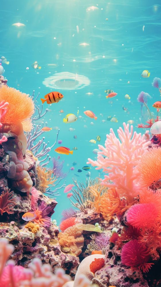 Under the sea and colorful coral underwater aquarium outdoors. 