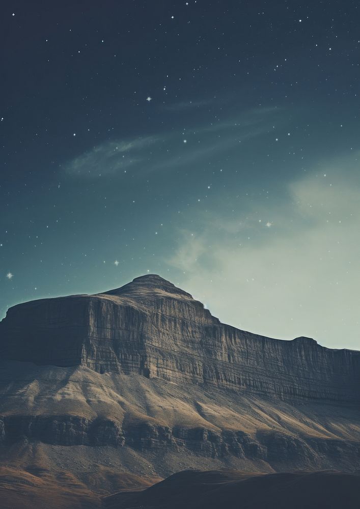 Mountain with star night outdoors nature sky.