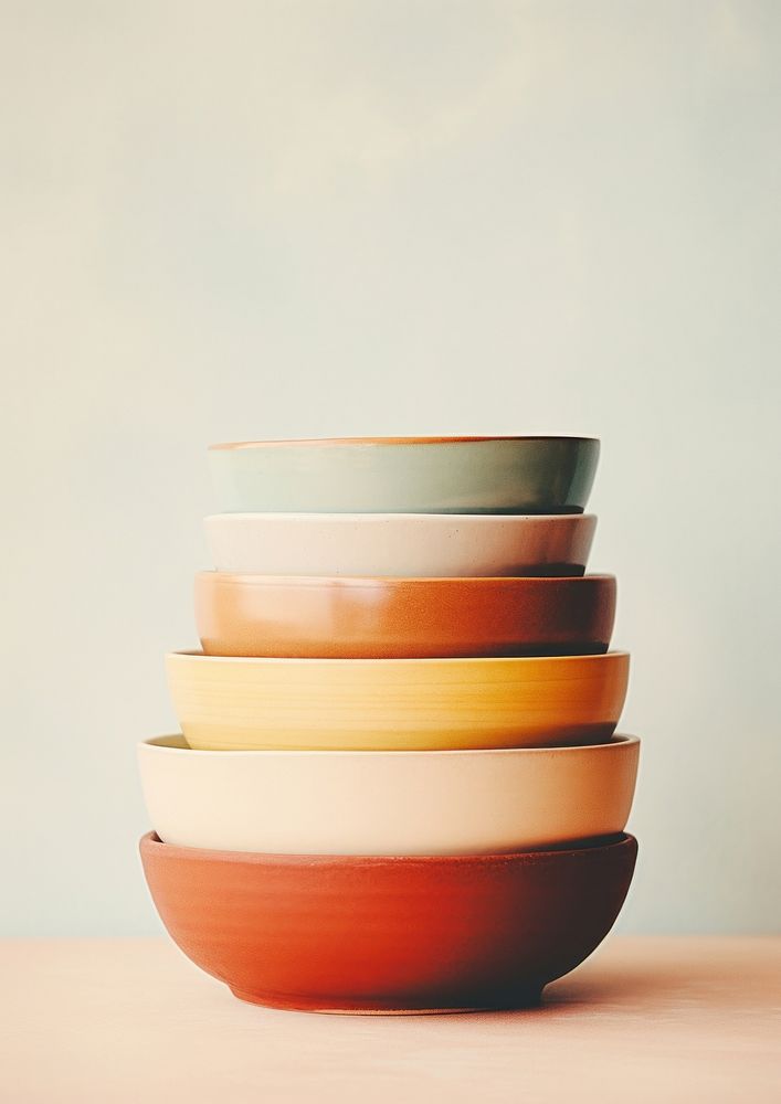 A stack of bowls sitting on top of each other pottery tableware ceramic. AI generated Image by rawpixel.