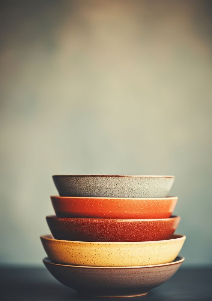 A stack of bowls sitting on top of each other tableware ceramic pottery. AI generated Image by rawpixel.