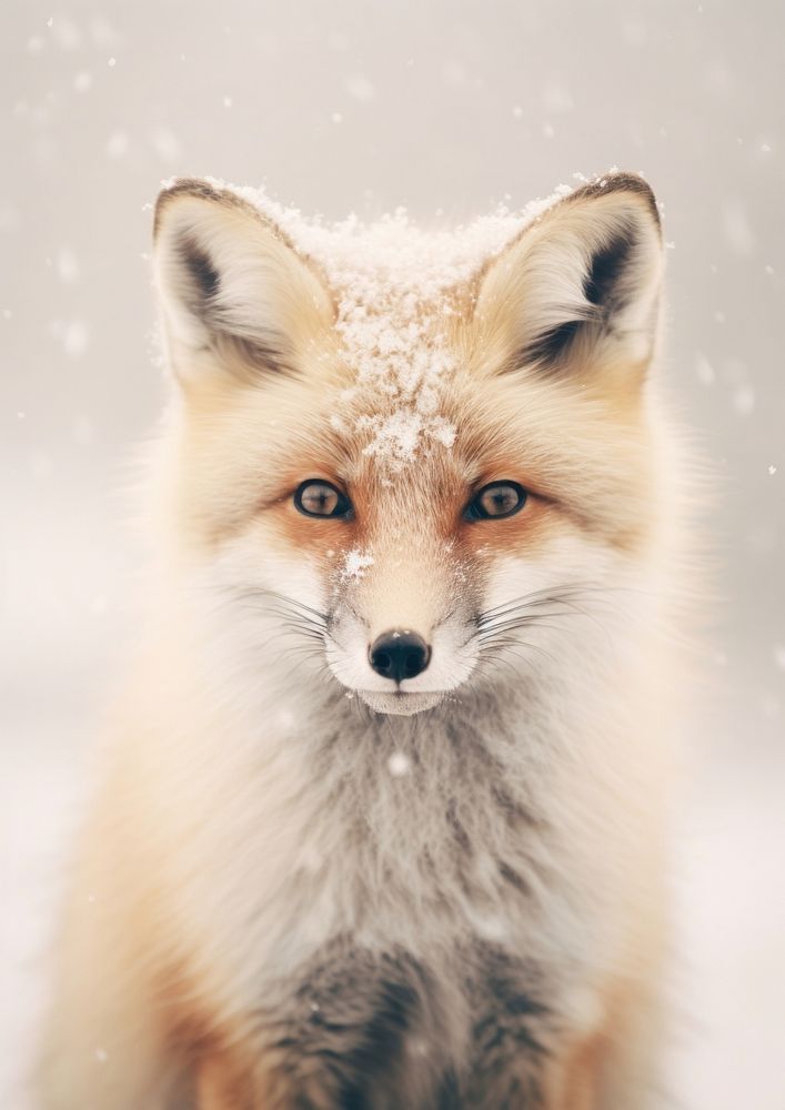 Fox with snow wildlife animal mammal.