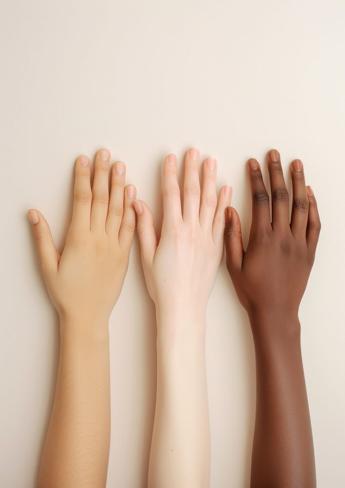 A diversity of four hands finger skin person.