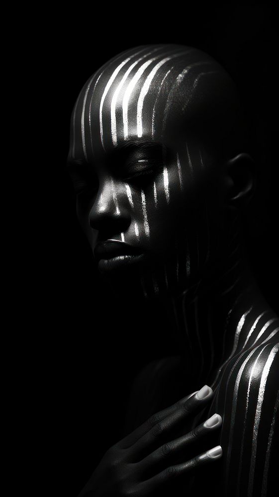 Glow minimal mercury portrait adult black.