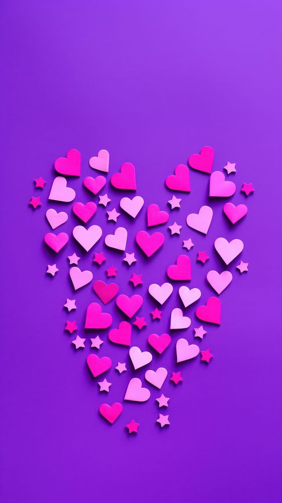  Heart and star pattern purple backgrounds paper. AI generated Image by rawpixel.