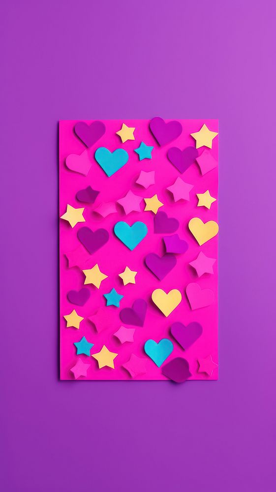  Heart and star pattern paper purple creativity. AI generated Image by rawpixel.