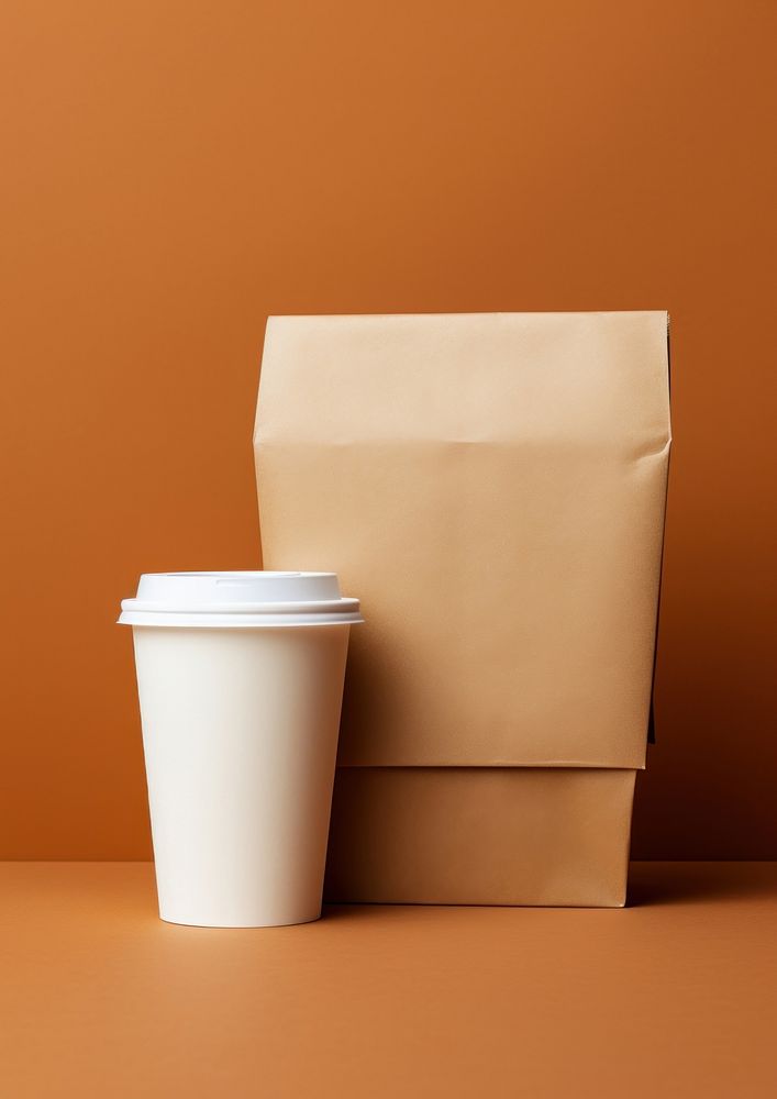 A paper bag with a coffee cup disposable container cardboard. AI generated Image by rawpixel.