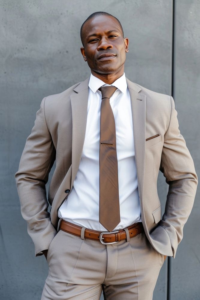 Affrican american businessman standing blazer shirt.
