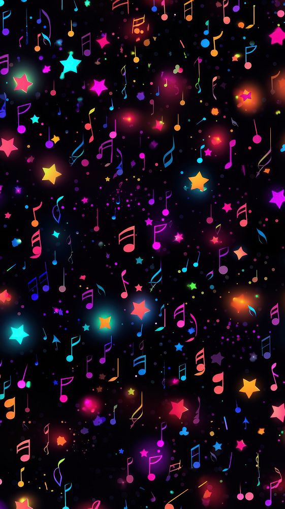 Colorful music notes and stars pattern backgrounds abstract confetti. AI generated Image by rawpixel.