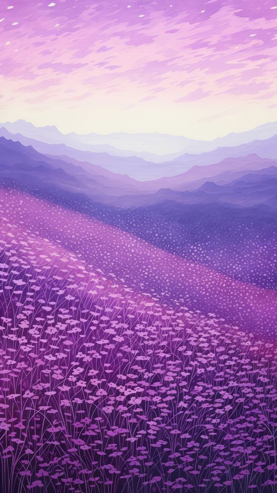  Purple field of flowers landscapes background backgrounds lavender outdoors. AI generated Image by rawpixel.