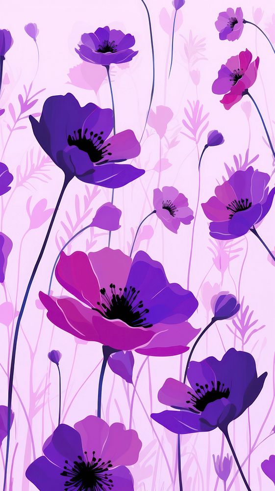  Illustration of purple flowers backgrounds pattern plant. AI generated Image by rawpixel.