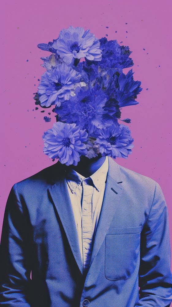  Purple flowers art portrait plant. AI generated Image by rawpixel.