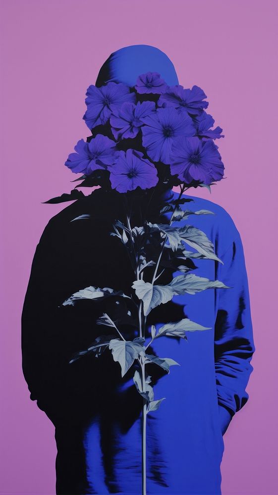  Purple flowers art plant creativity. AI generated Image by rawpixel.