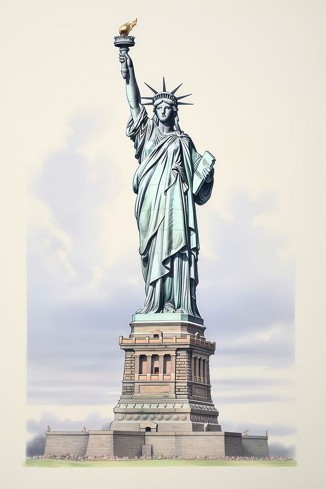 Liberty statue sculpture landmark art. AI generated Image by rawpixel.