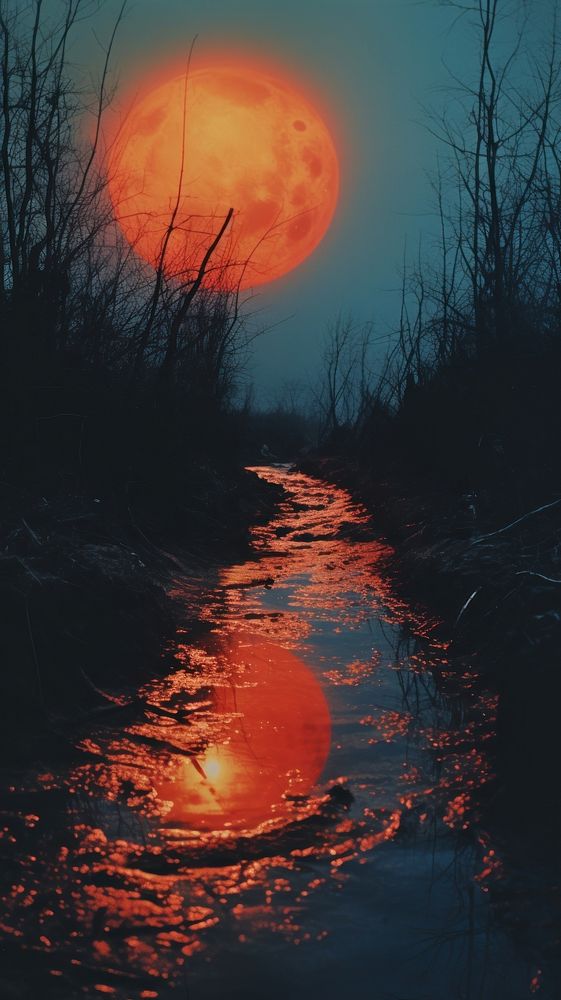 Photography of a moon night nature land landscape.