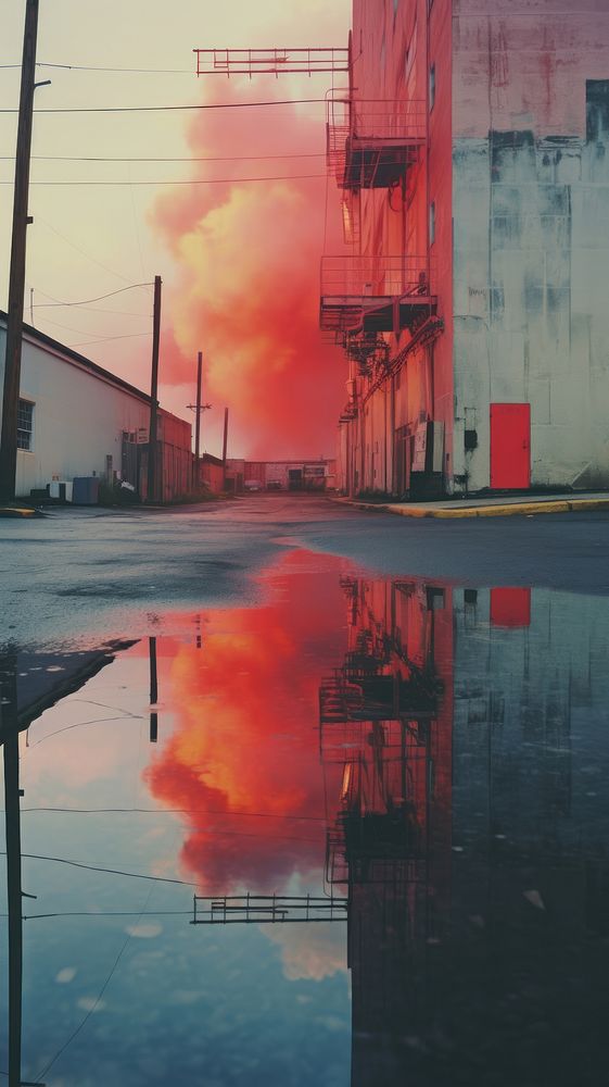 Photography of city street fire red.