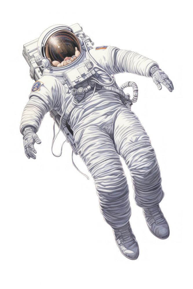 Astronaut floating drawing sketch white background. AI generated Image by rawpixel.
