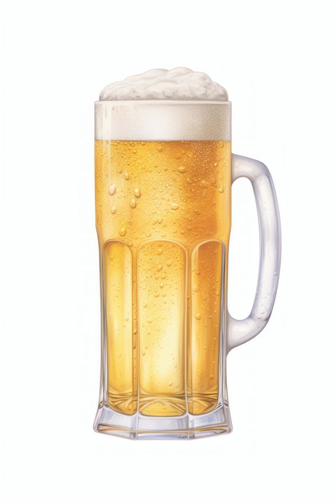 Beer glass drink lager white background. AI generated Image by rawpixel.