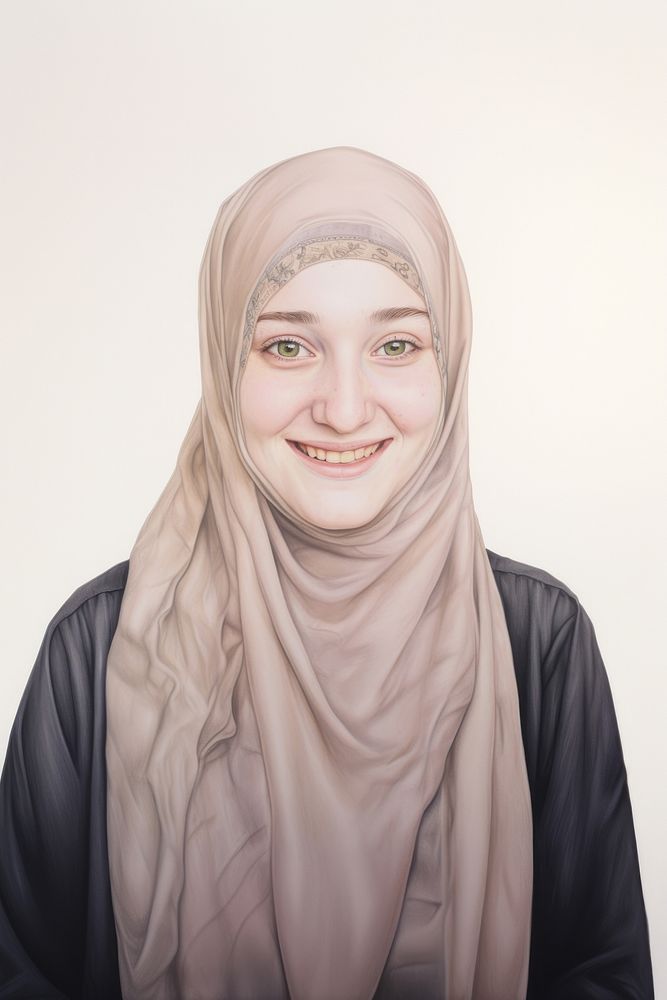 Happy female muslim with hiyab portrait adult scarf. AI generated Image by rawpixel.