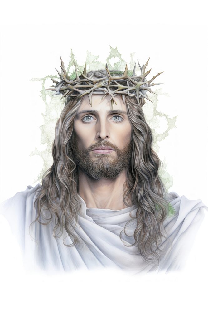 Jesus christ portrait drawing sketch. AI generated Image by rawpixel.