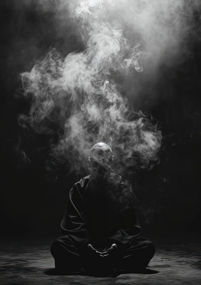 Meditation smoke photography monochrome.