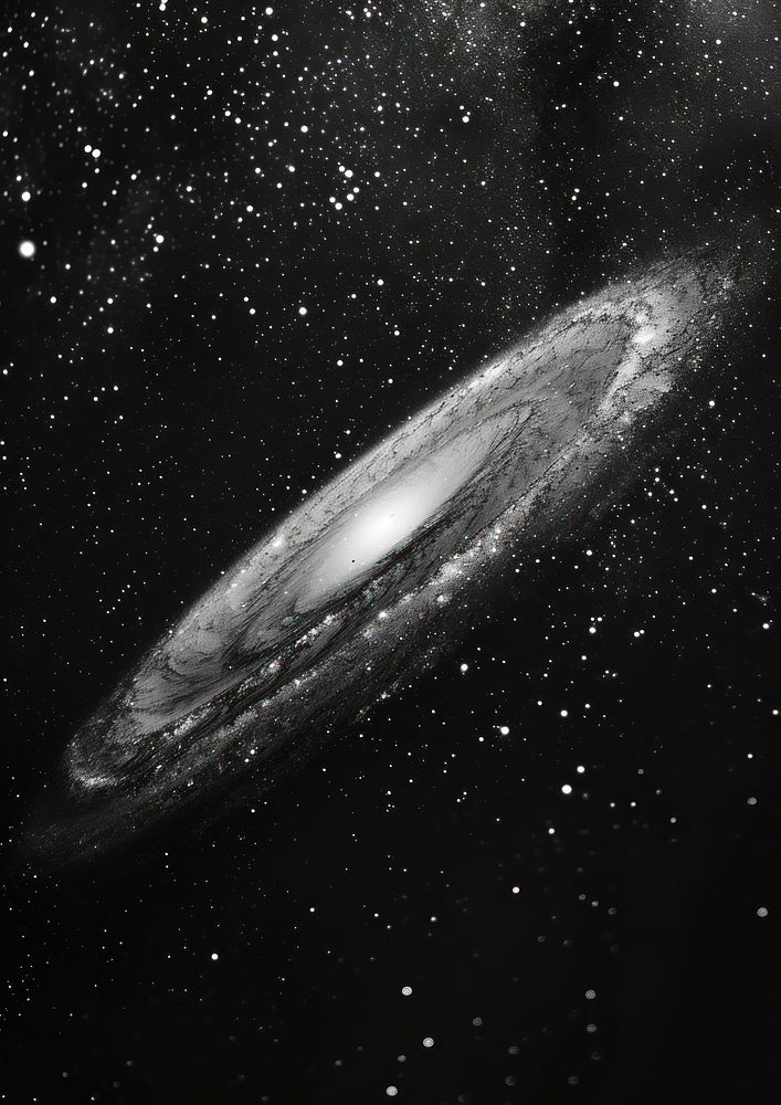 Andromeda galaxy monochrome astronomy nature.