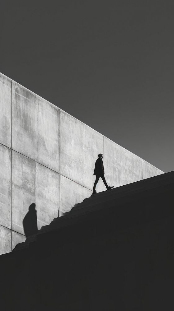 Silhouette person monochrome walking black.