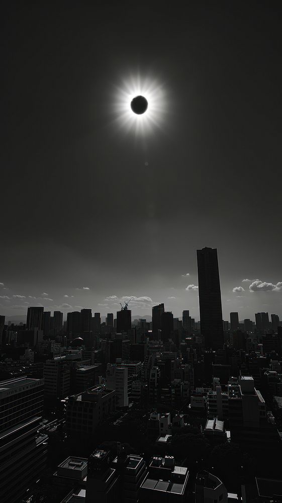 Solar Eclipse city sky architecture.