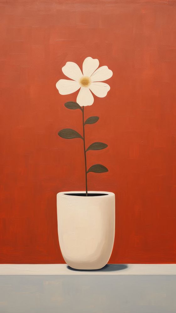 Minimal flower painting plant vase.