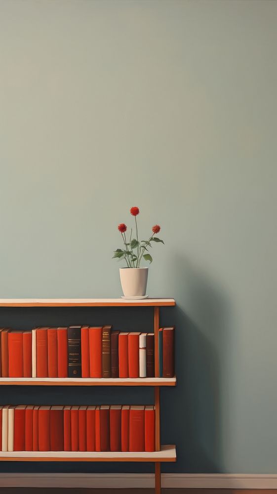 Furniture bookshelf bookcase flower.