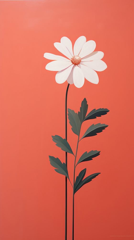 Minimal space flower painting plant art.