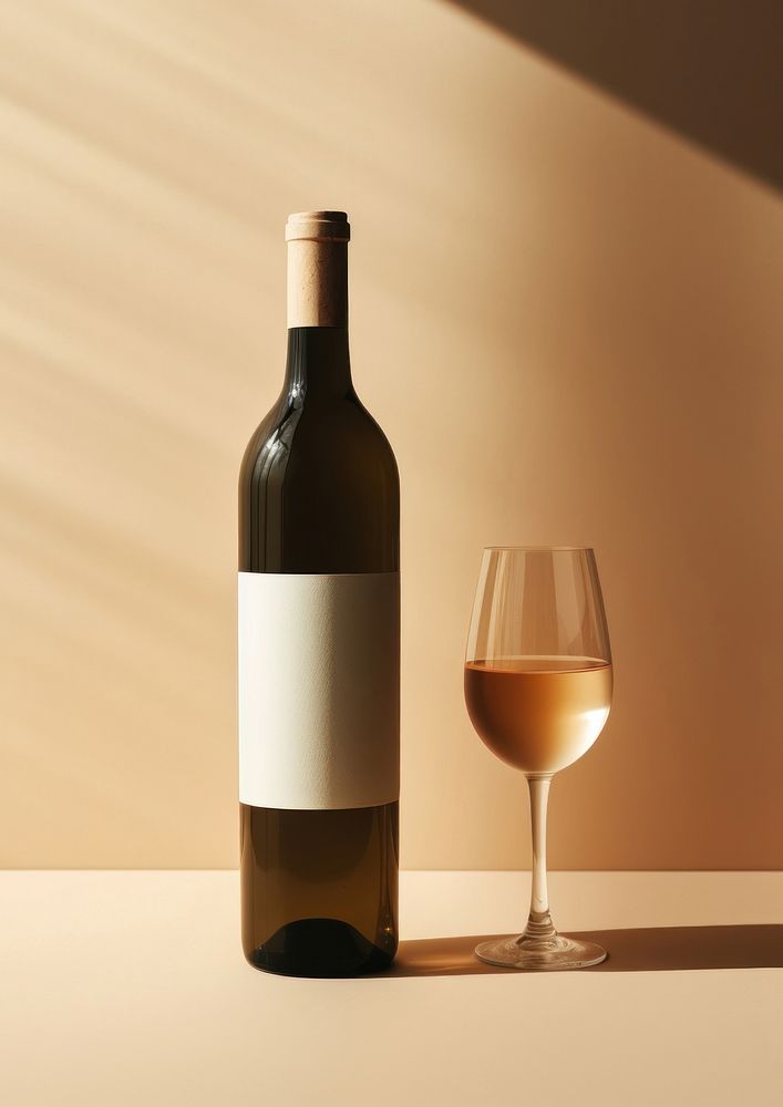 Wine Bottle bottle wine glass. AI generated Image by rawpixel.