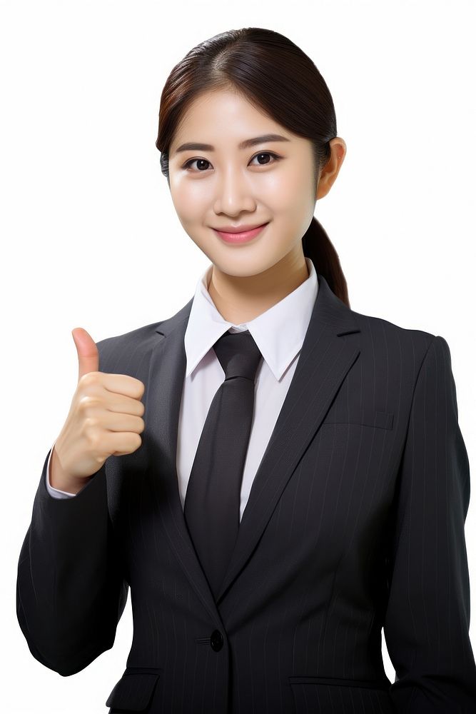 Thai business woman thumbs up photography portrait finger. AI generated Image by rawpixel.