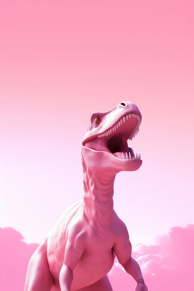 Dinosaur animal pink pink background. AI generated Image by rawpixel.