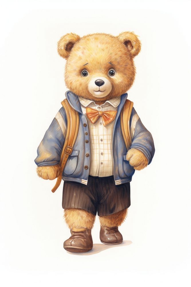 Bear character back to school cute toy representation.