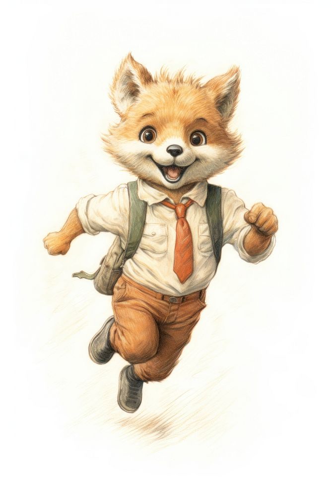 Fox character back to school portrait sketch representation.