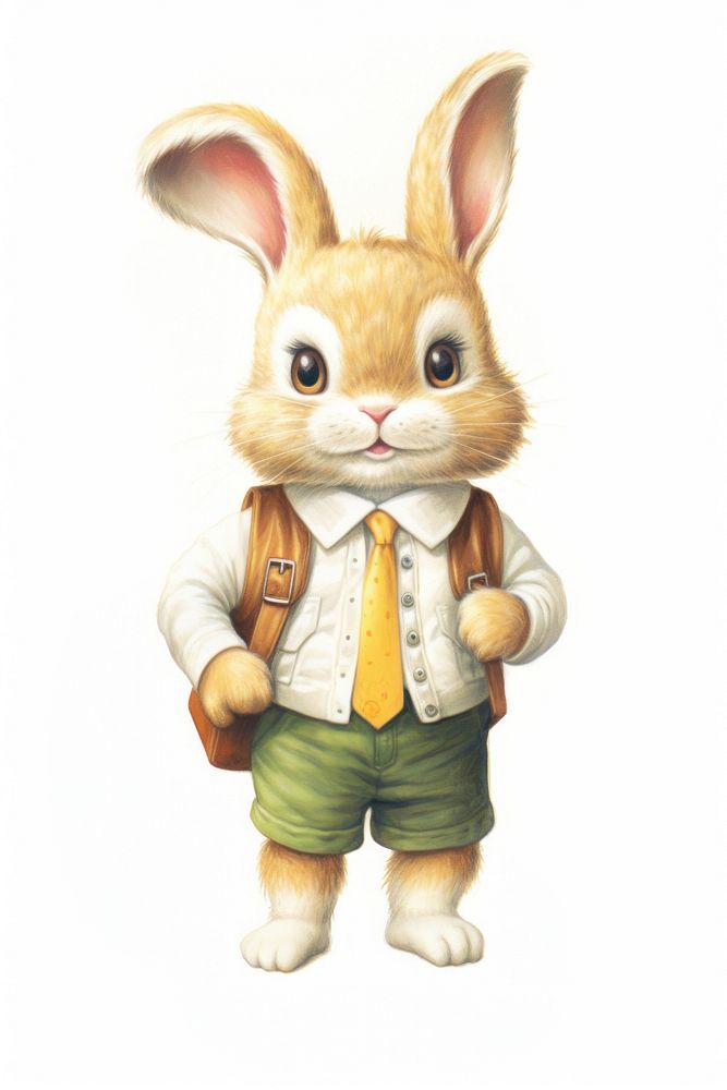 Rabbit character back to school figurine animal mammal.