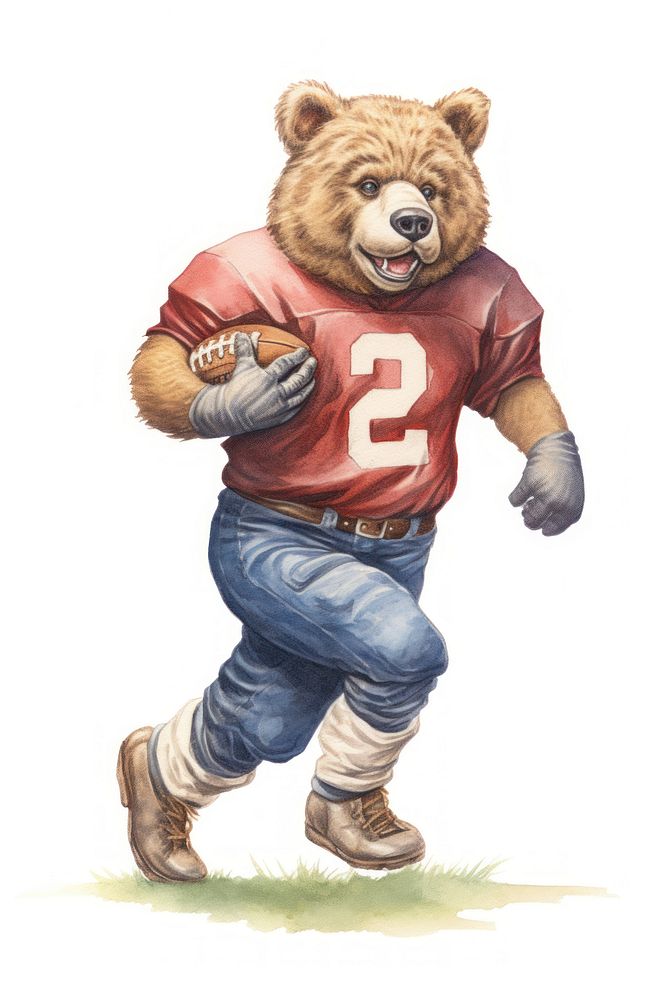 Bear character playing american football sports competition protection.