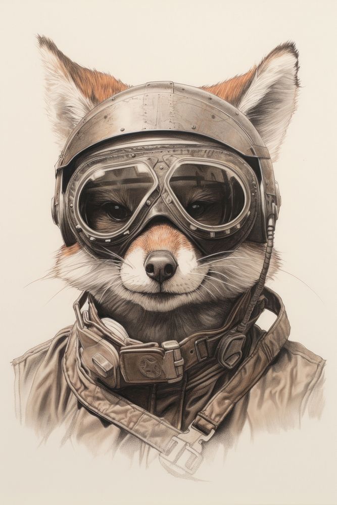 Fox character pilot drawing sketch mammal.