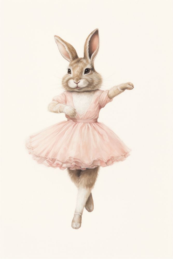 Rabbit character ballet dancing drawing animal mammal.