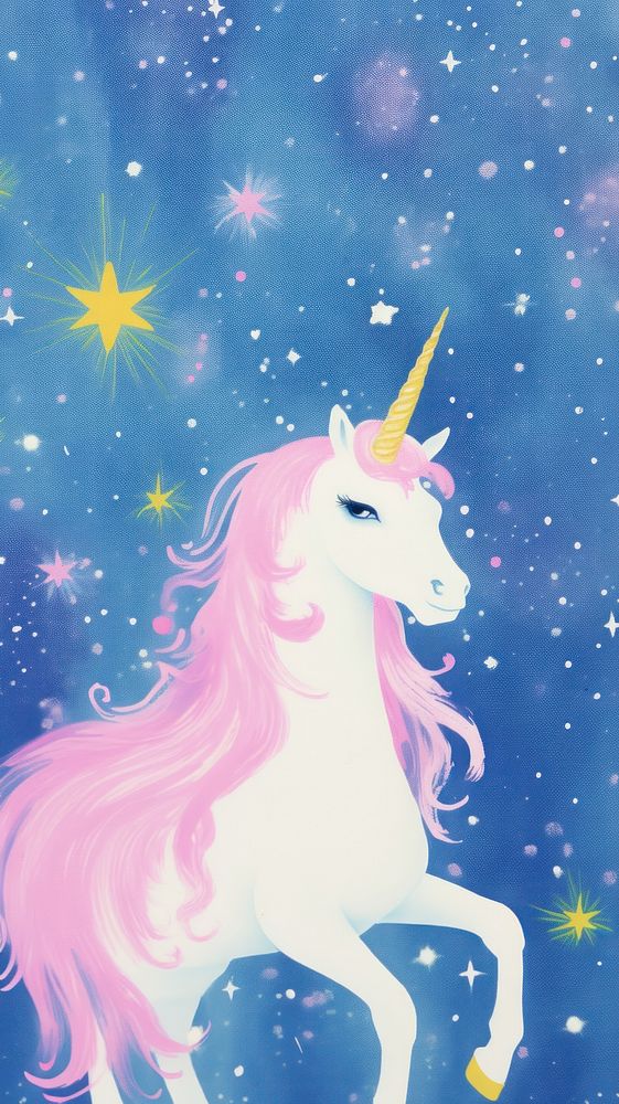  Unicorn in galaxy cartoon animal star. AI generated Image by rawpixel.