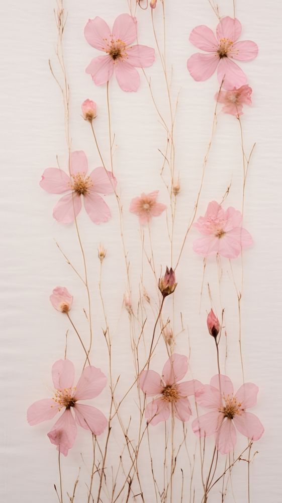 PNG Real pressed pink flowers plant petal wall. AI generated Image by rawpixel.