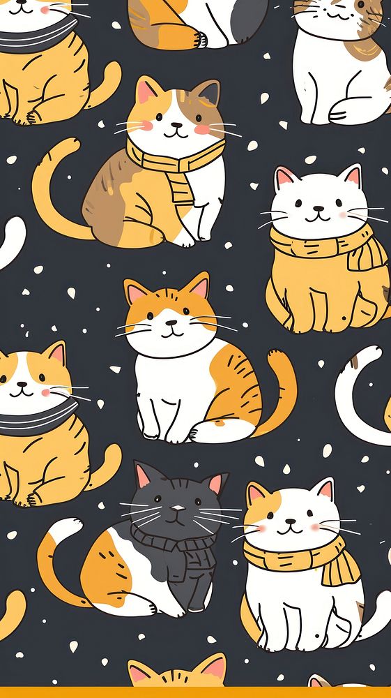 Cat seamless cartoon pattern backgrounds.