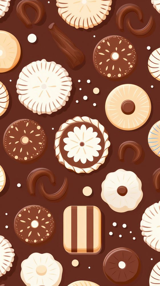  Cute assortment of fine chocolate candies backgrounds dessert pattern. AI generated Image by rawpixel.