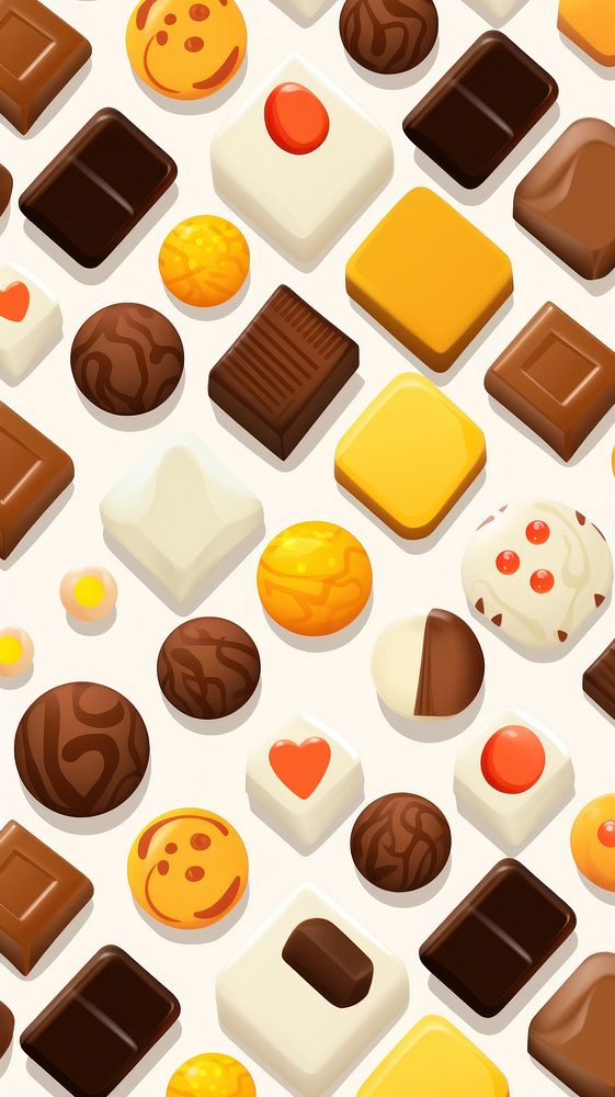  Cute assortment of fine chocolate candies confectionery backgrounds dessert. AI generated Image by rawpixel.